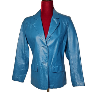 Women's Turquouse Leather Blazer Size 8